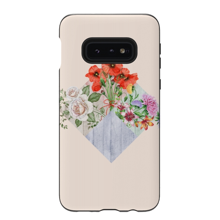 Galaxy S10e StrongFit Floral Blocks by Creativeaxle