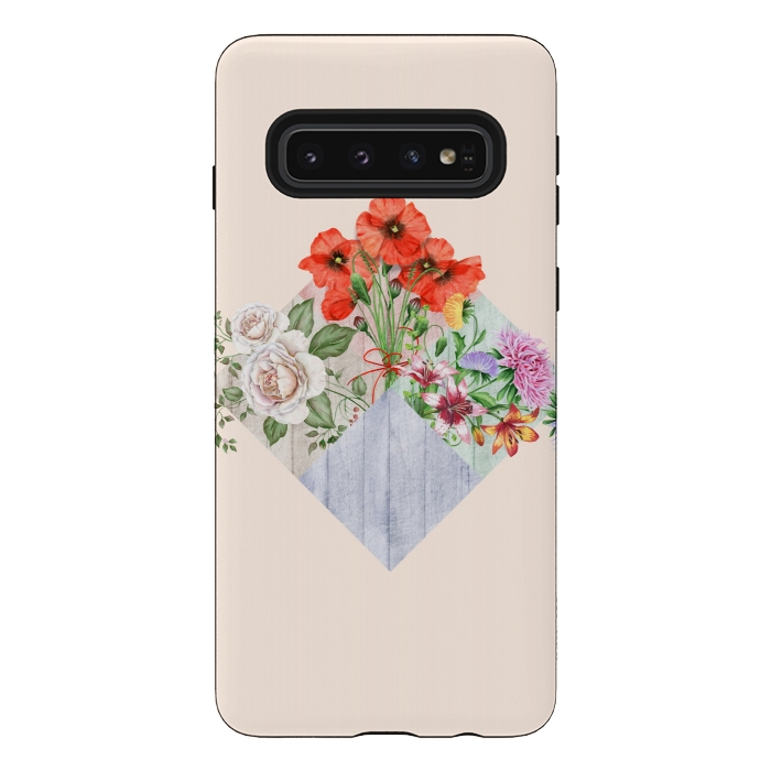 Galaxy S10 StrongFit Floral Blocks by Creativeaxle