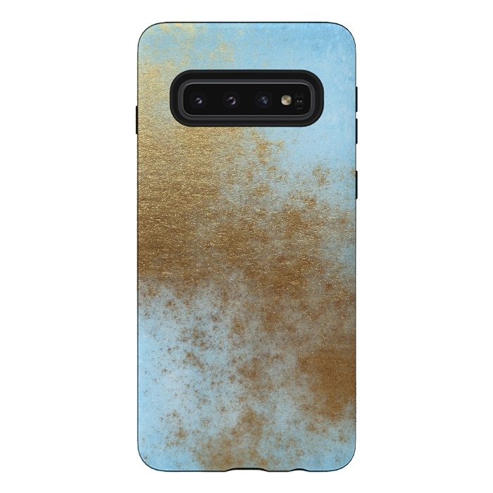 Galaxy S10 StrongFit Gold Metal and Teal Texture by  Utart