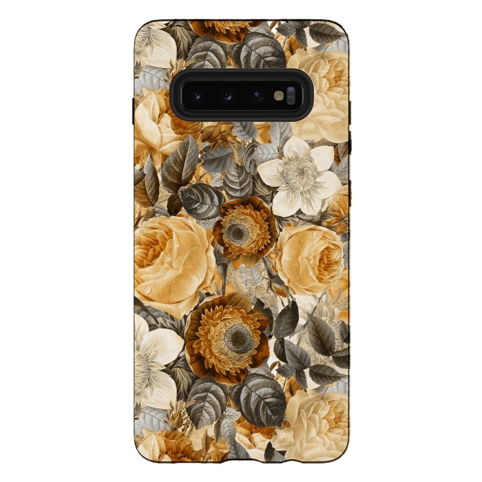 Galaxy S10 plus StrongFit luxuriantly gold vintage floral pattern by  Utart