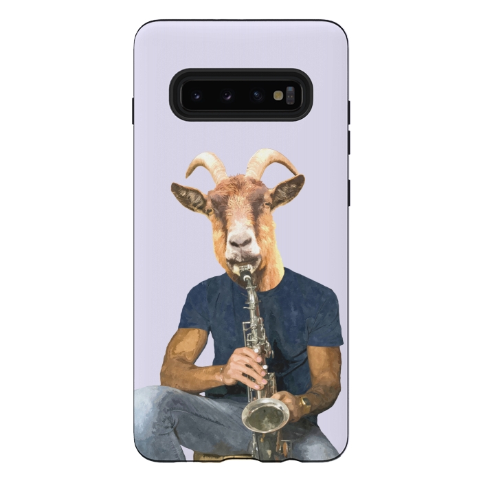 Galaxy S10 plus StrongFit Goat Musician Illustration by Alemi
