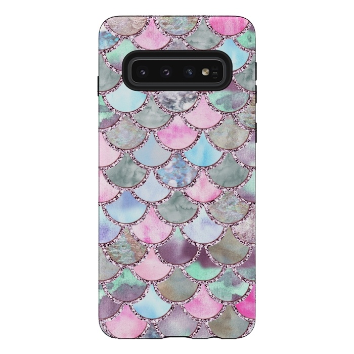 Galaxy S10 StrongFit Pastel Multicolor Mermaid Scales by  Utart