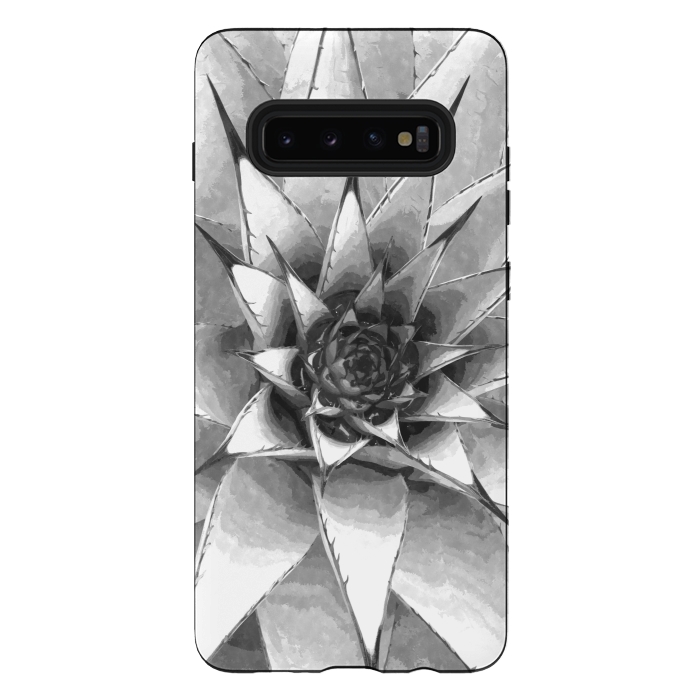 Galaxy S10 plus StrongFit Black and White Cactus Succulent by Alemi