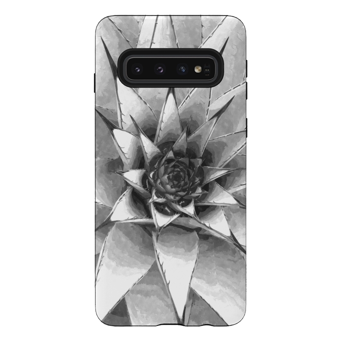 Galaxy S10 StrongFit Black and White Cactus Succulent by Alemi