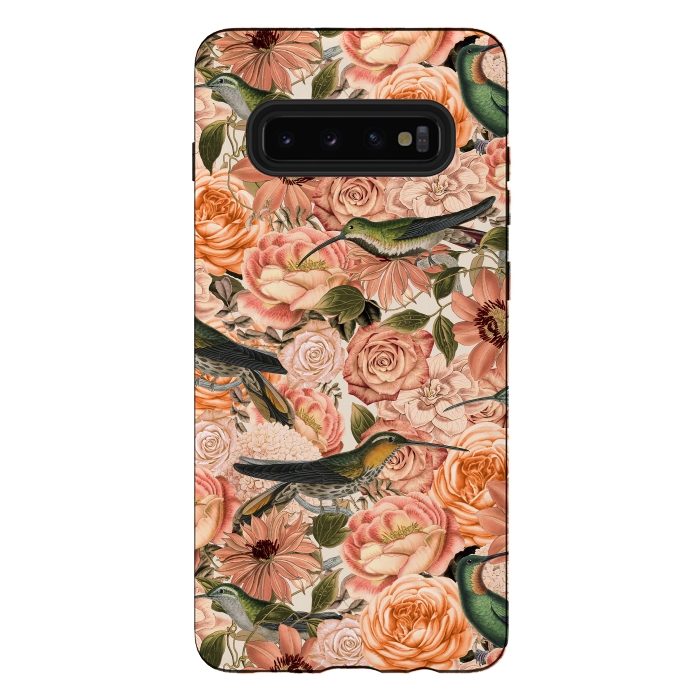 Galaxy S10 plus StrongFit Vintage Flower And Hummingbird Pattern by Andrea Haase