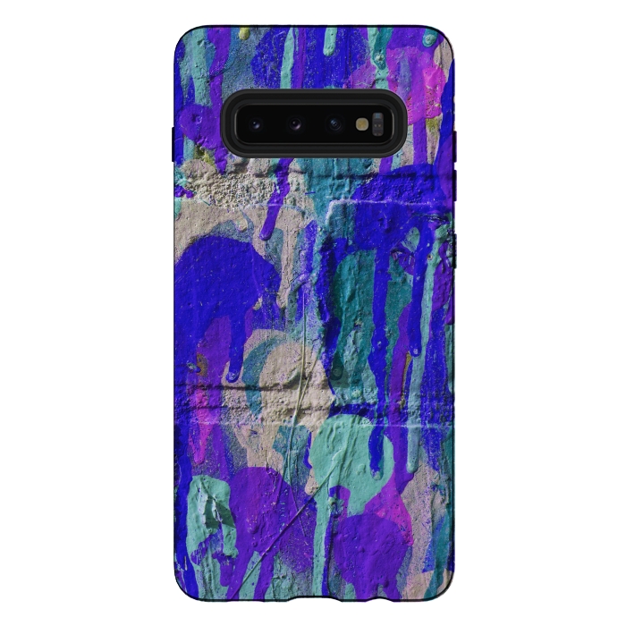 Galaxy S10 plus StrongFit Blue And Purple Spray Paint Wall by Andrea Haase