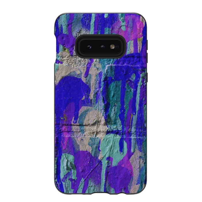 Galaxy S10e StrongFit Blue And Purple Spray Paint Wall by Andrea Haase