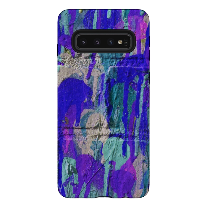 Galaxy S10 StrongFit Blue And Purple Spray Paint Wall by Andrea Haase