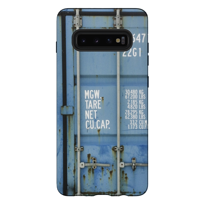Galaxy S10 plus StrongFit Shipping Containter With Stencil Text by Andrea Haase