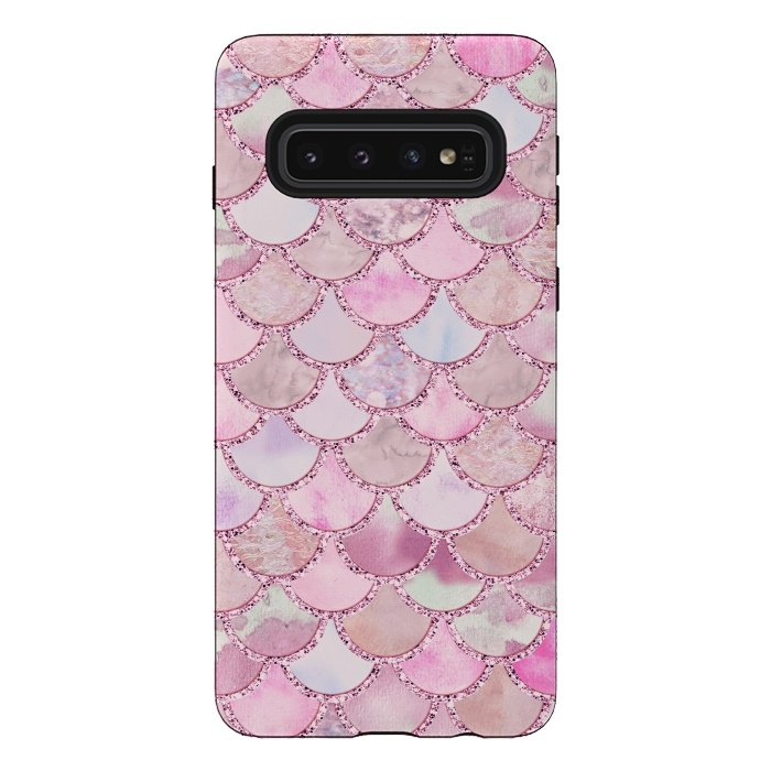 Galaxy S10 StrongFit Pretty pink and pastel Mermaid Scales  by  Utart