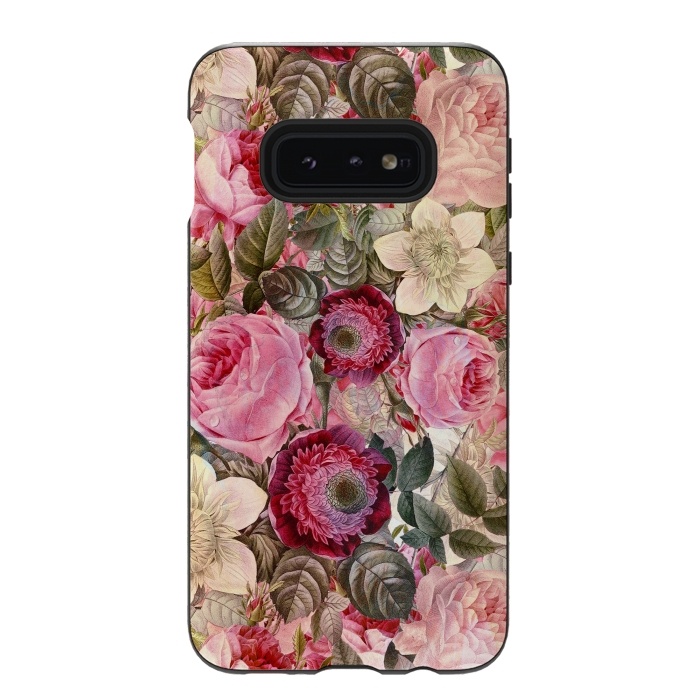 Galaxy S10e StrongFit Pink Vintage Flower Pattern by  Utart