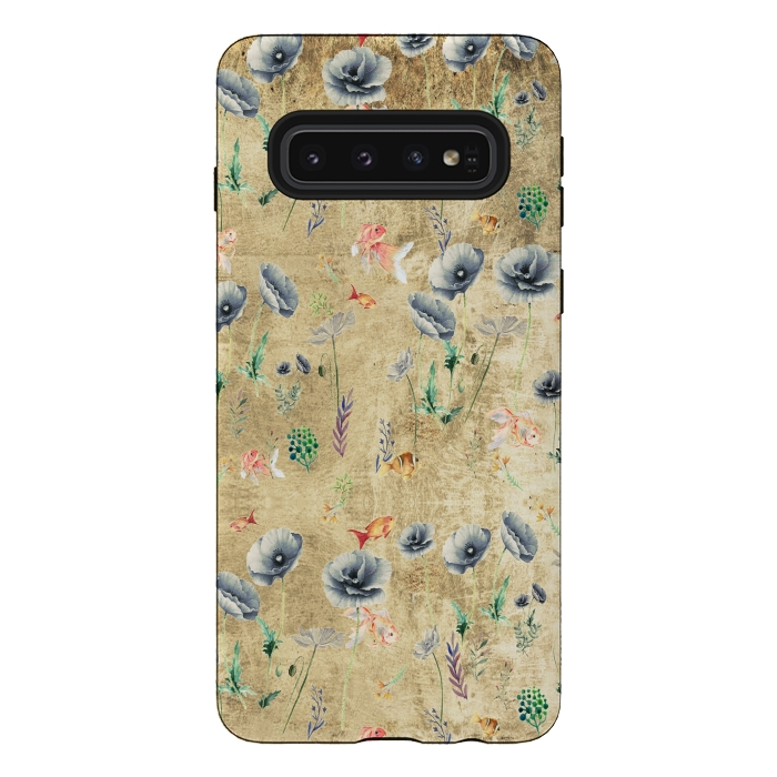 Galaxy S10 StrongFit Fishes & Garden #Gold-plated by ''CVogiatzi.