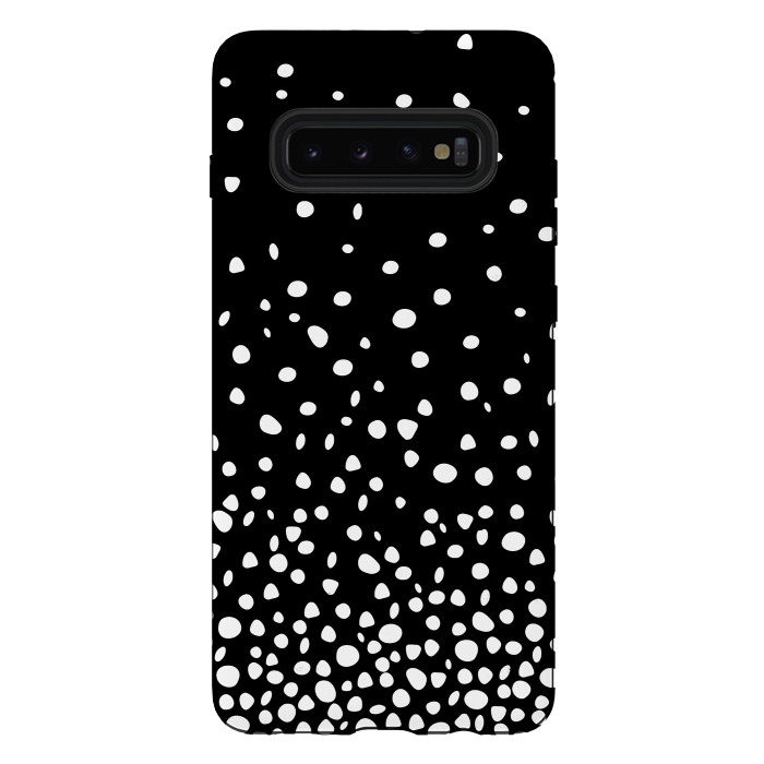 Galaxy S10 plus StrongFit White on Black Polka Dot Dance by DaDo ART