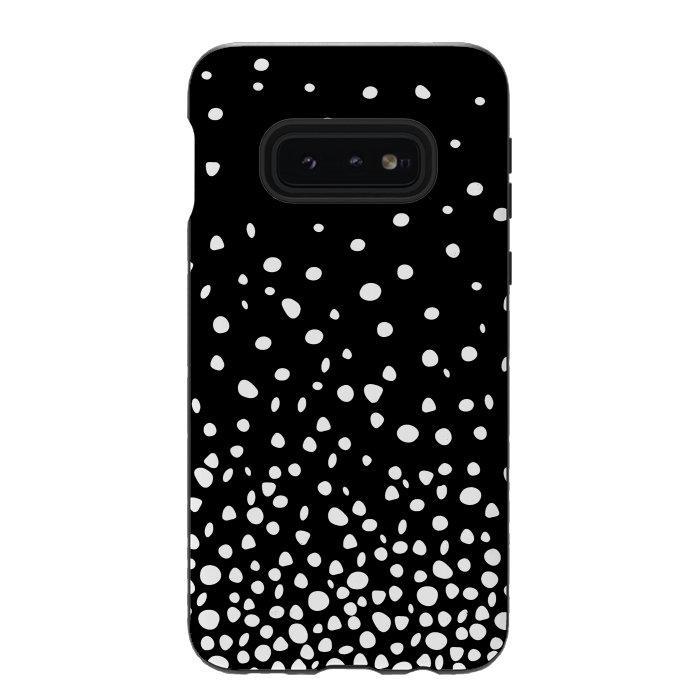 Galaxy S10e StrongFit White on Black Polka Dot Dance by DaDo ART