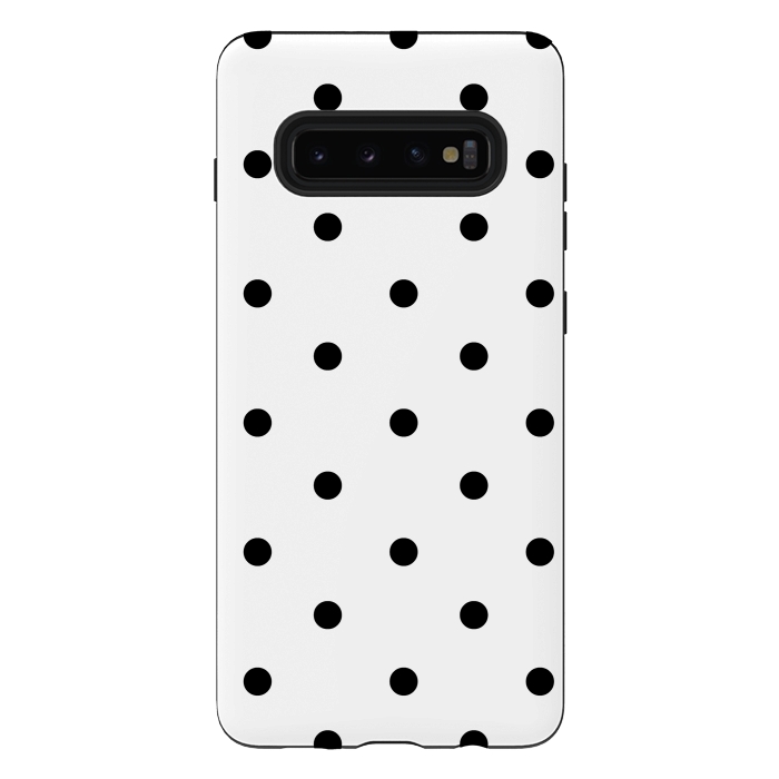 Galaxy S10 plus StrongFit Simply black polka dots on white  by DaDo ART