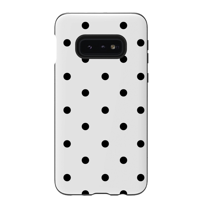 Galaxy S10e StrongFit Simply black polka dots on white  by DaDo ART