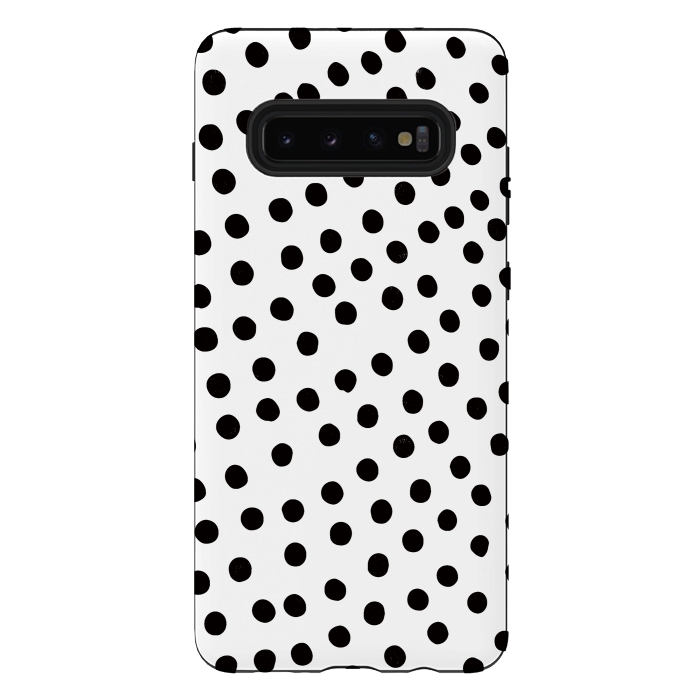 Galaxy S10 plus StrongFit Drunk black polka dots on white by DaDo ART