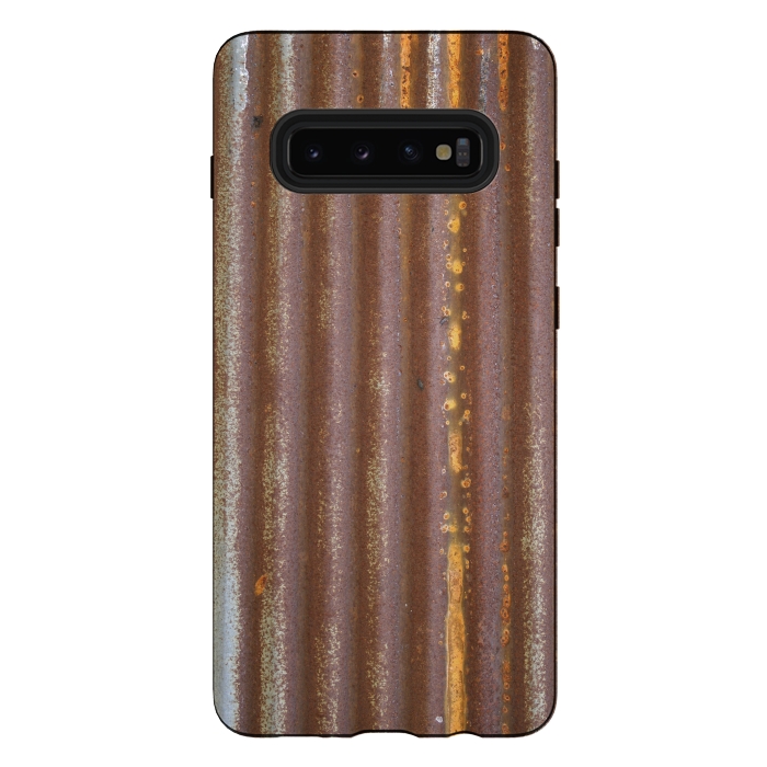 Galaxy S10 plus StrongFit Old Rusty Corrugated Sheet 2 by Andrea Haase
