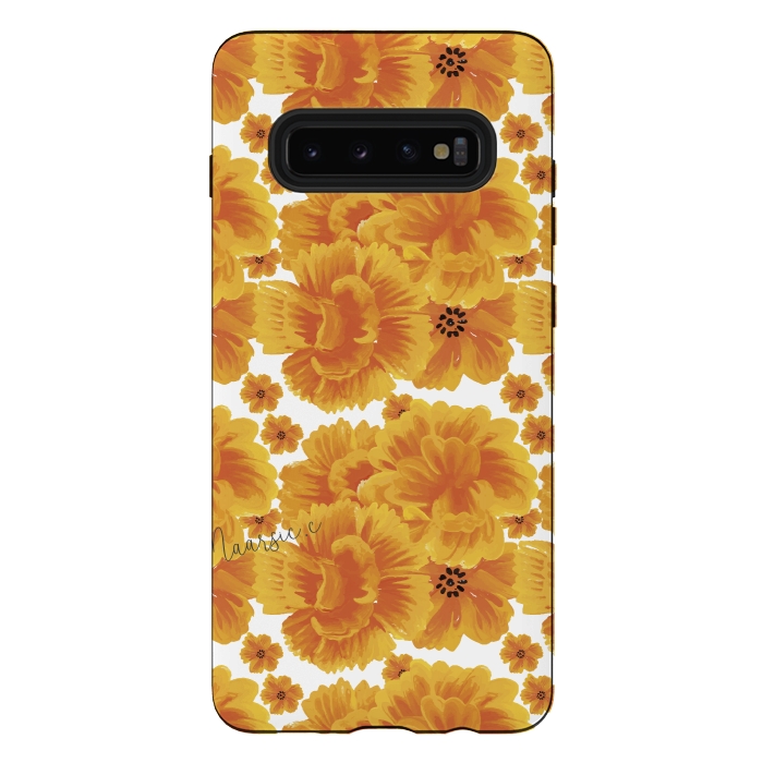 Galaxy S10 plus StrongFit Flores naranjas by Camila