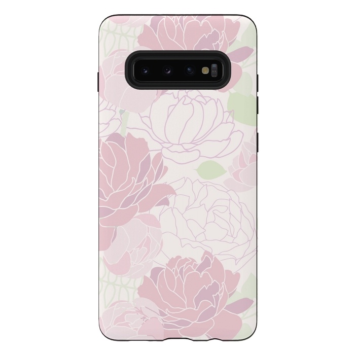 Galaxy S10 plus StrongFit Abstract Pink Peony Pattern by  Utart