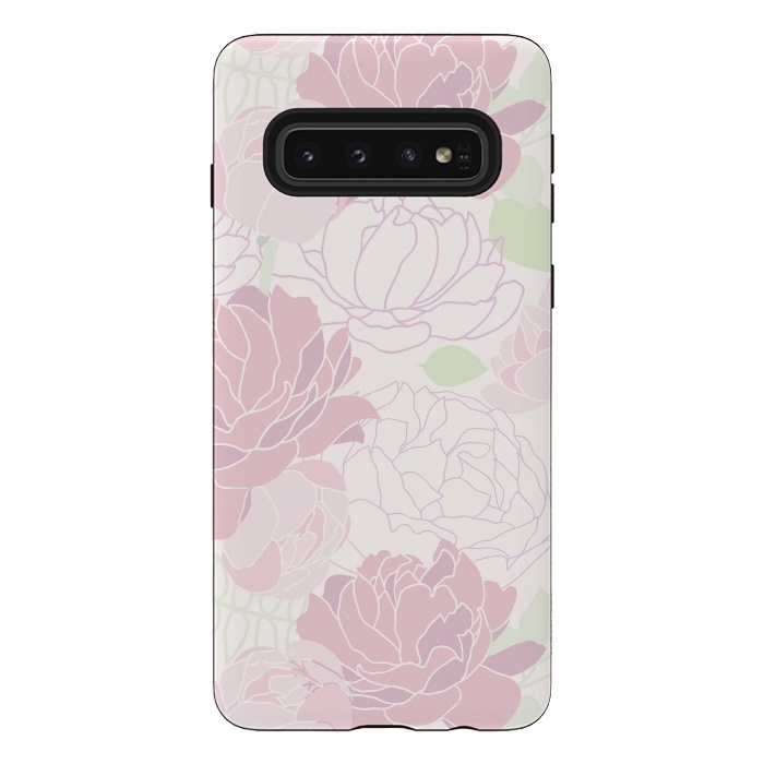 Galaxy S10 StrongFit Abstract Pink Peony Pattern by  Utart