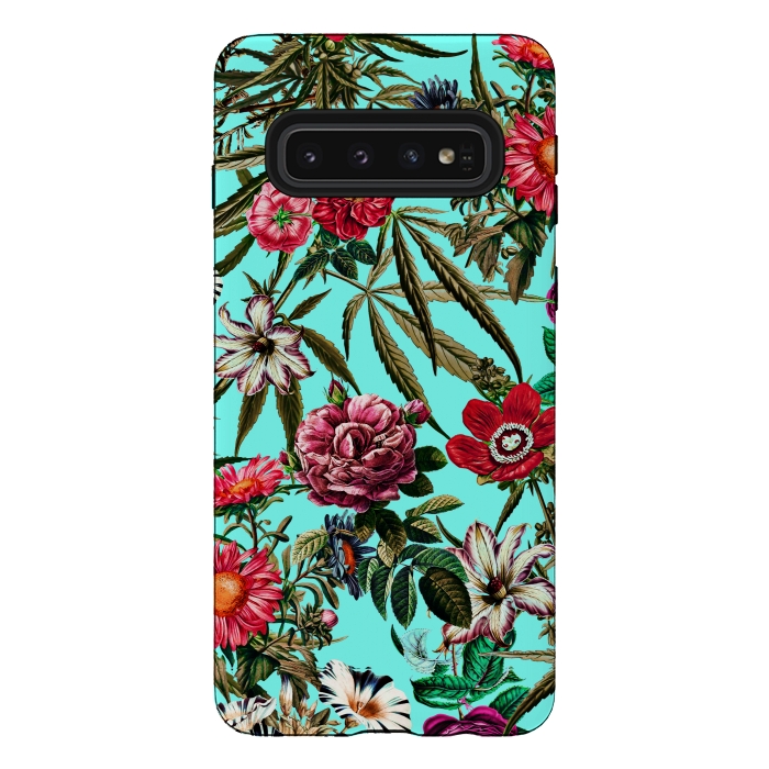 Galaxy S10 StrongFit Marijuana and Floral Pattern II by Burcu Korkmazyurek