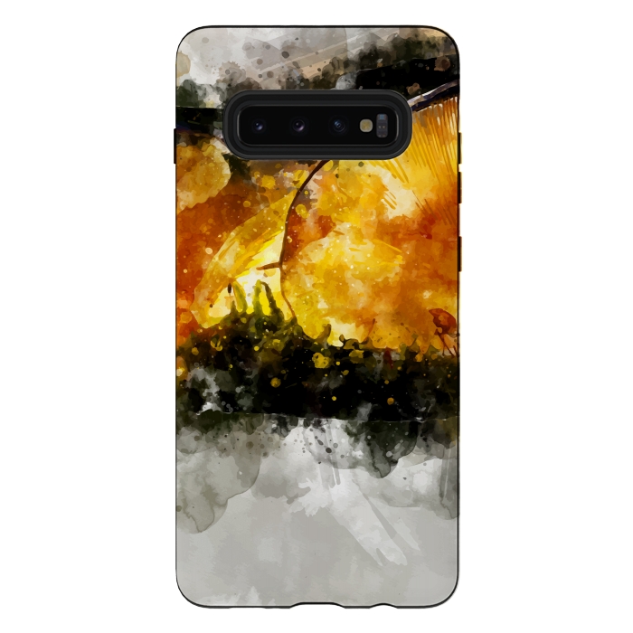 Galaxy S10 plus StrongFit Forest Yellow Mushroom by Creativeaxle