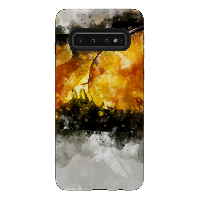 Galaxy S10 StrongFit Forest Yellow Mushroom by Creativeaxle