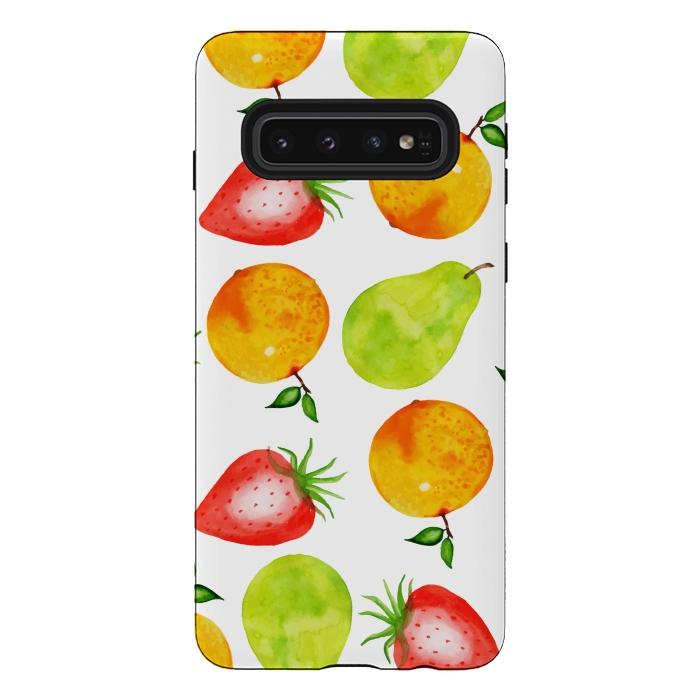 Galaxy S10 StrongFit Watercolor Summer Fruits by Bledi