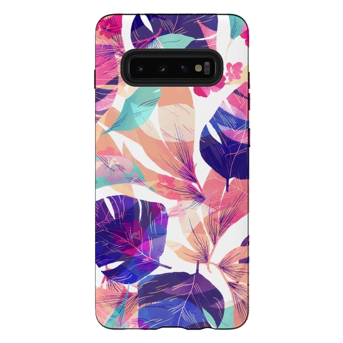 Galaxy S10 plus StrongFit Watercolor summer flowers by Bledi