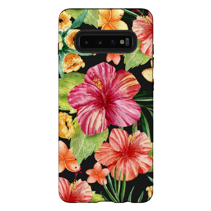 Galaxy S10 plus StrongFit Watercolor summer flowers 11 by Bledi