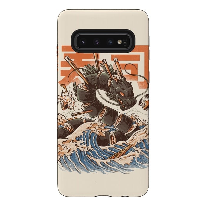 Galaxy S10 StrongFit Great Sushi Dragon  by Ilustrata