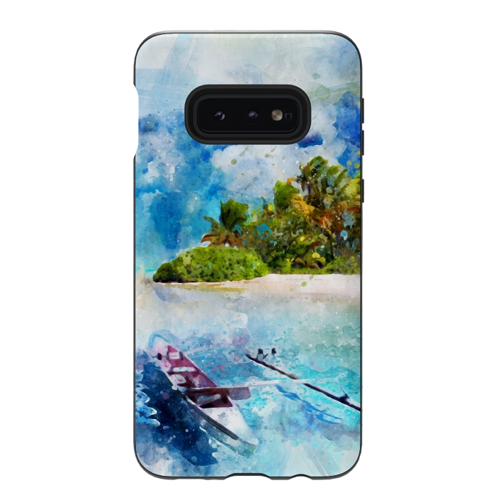 Galaxy S10e StrongFit Boat at Island by Creativeaxle