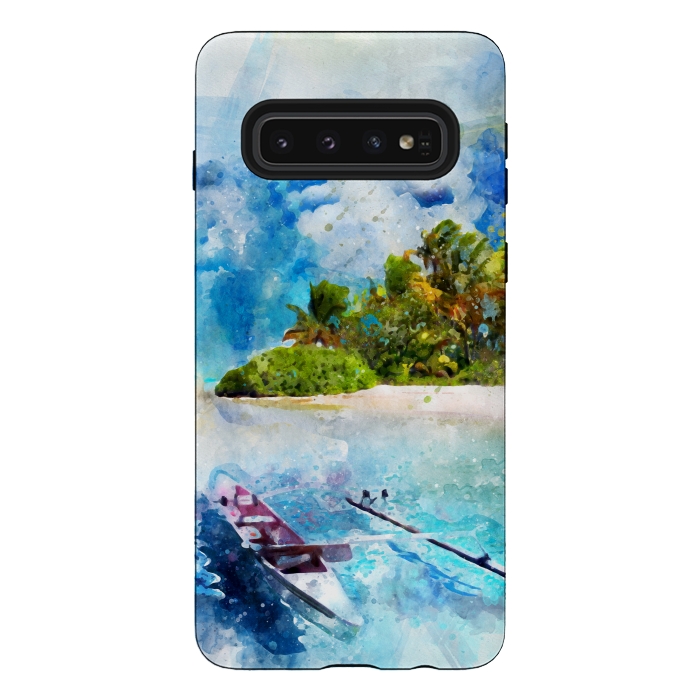 Galaxy S10 StrongFit Boat at Island by Creativeaxle