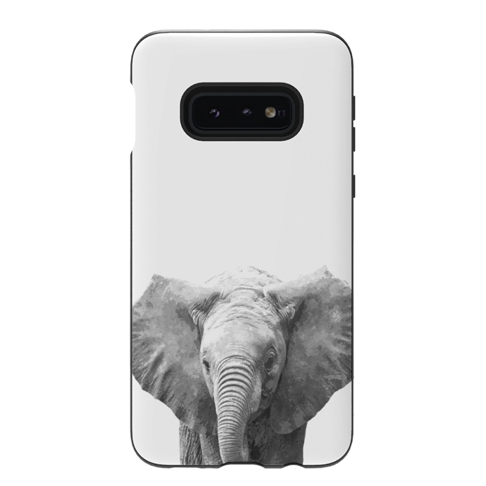 Galaxy S10e StrongFit Black and White Baby Elephant  by Alemi