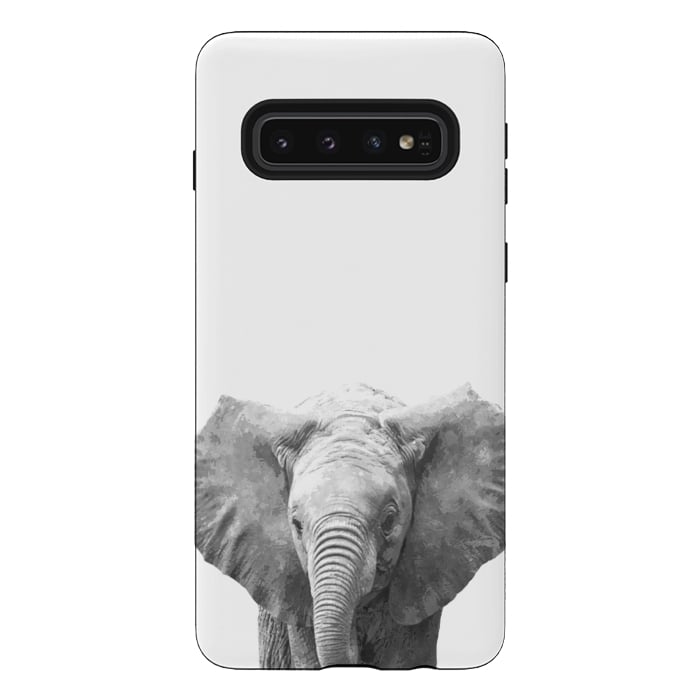 Galaxy S10 StrongFit Black and White Baby Elephant  by Alemi