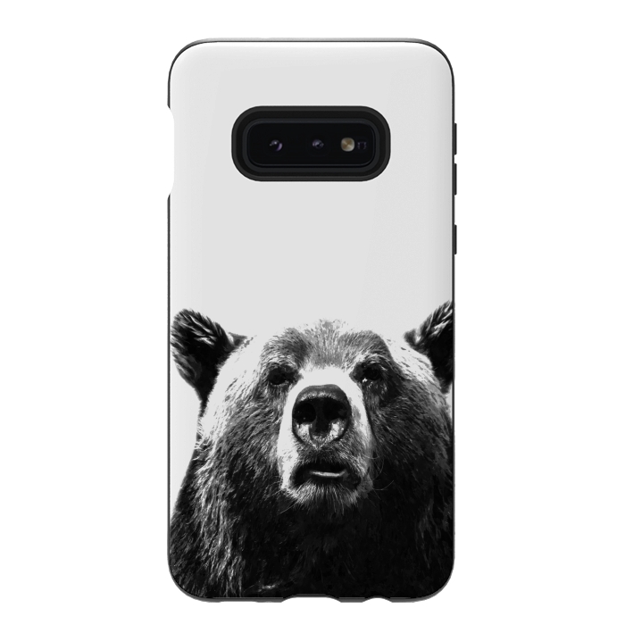 Galaxy S10e StrongFit Black and White Bear by Alemi