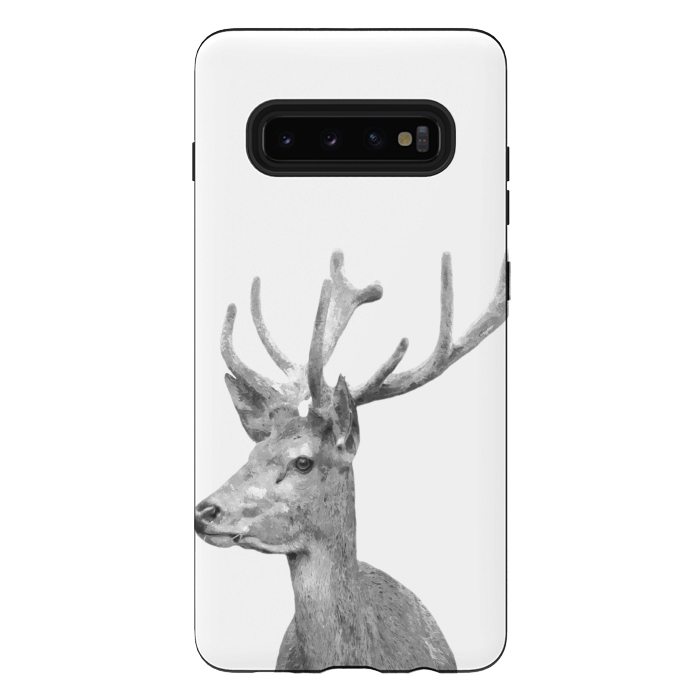 Galaxy S10 plus StrongFit Black and White Deer by Alemi