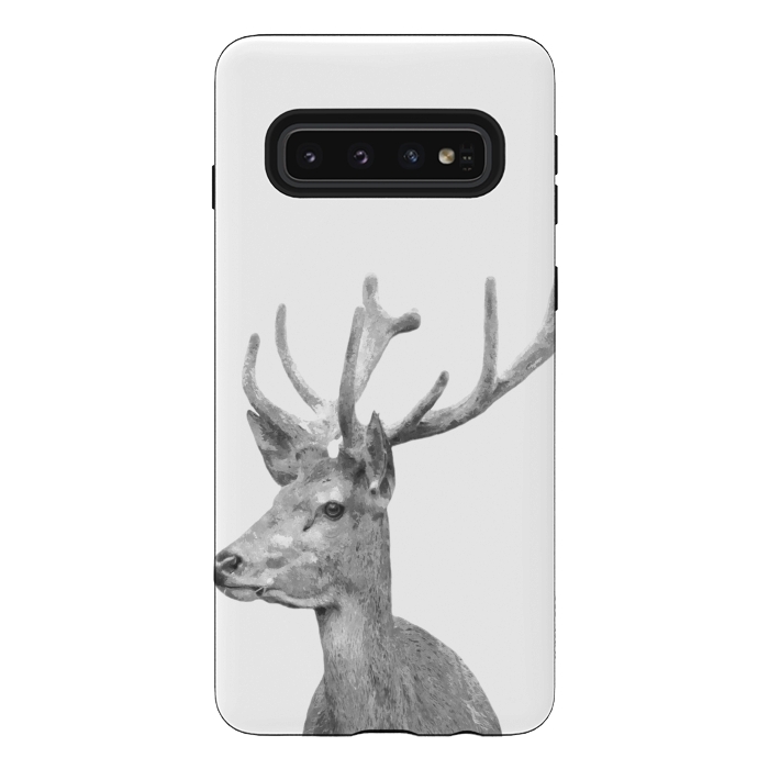 Galaxy S10 StrongFit Black and White Deer by Alemi