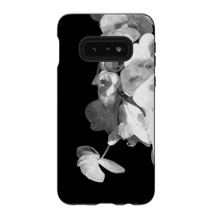 Galaxy S10e StrongFit White Orchids Black Background by Alemi