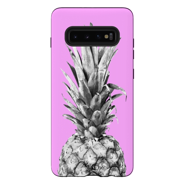 Galaxy S10 plus StrongFit Black, White, Pink Pineapple by Alemi