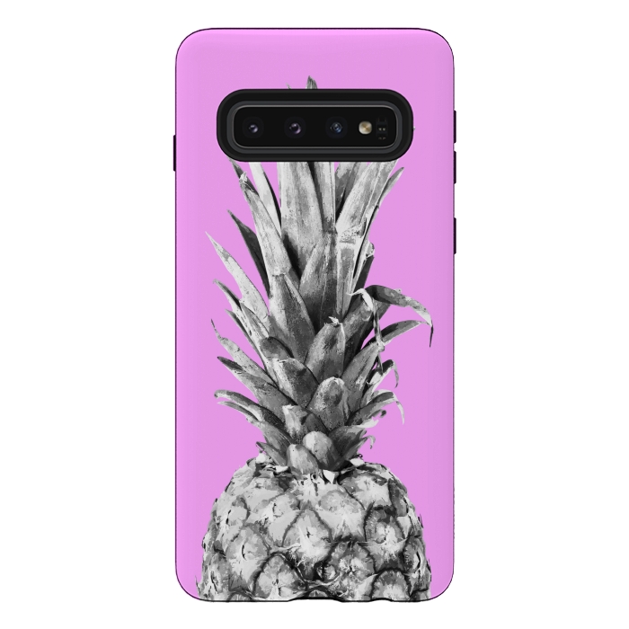 Galaxy S10 StrongFit Black, White, Pink Pineapple by Alemi