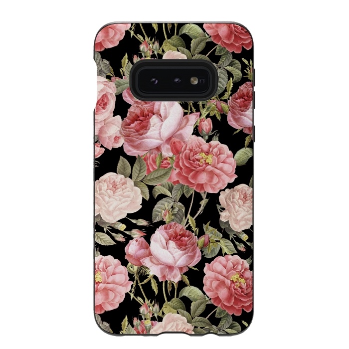 Galaxy S10e StrongFit Bridal Roses Pattern on Black by  Utart