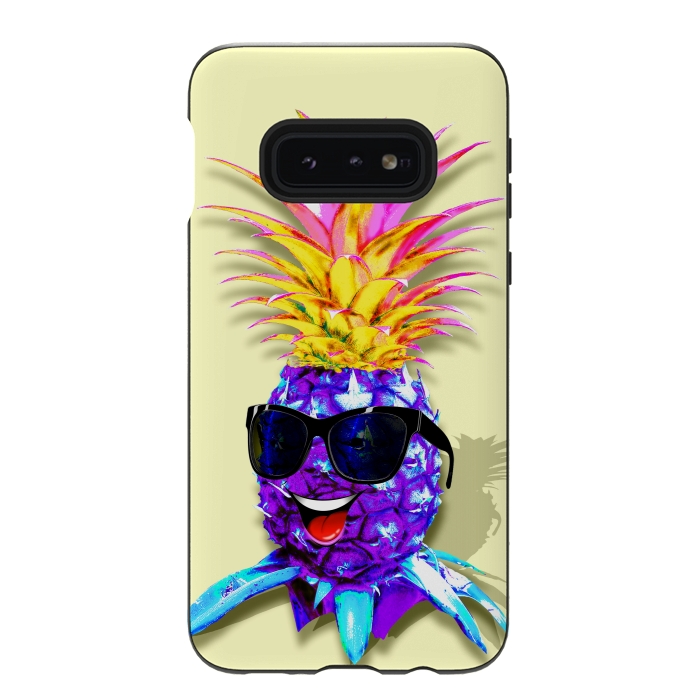 Galaxy S10e StrongFit Pineapple Ultraviolet Happy Dude with Sunglasses  by BluedarkArt