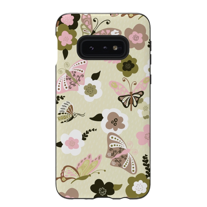 Galaxy S10e StrongFit Beautiful Butterflies on Mint Green by Paula Ohreen