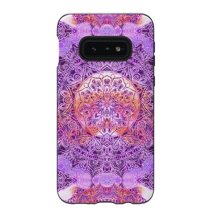 Galaxy S10e StrongFit Purple orange hippy mandala by Oana 