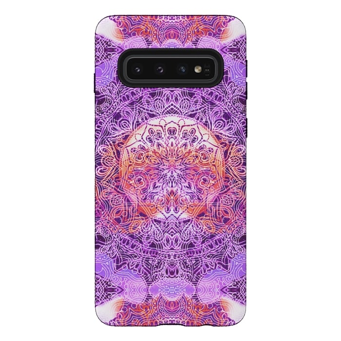 Galaxy S10 StrongFit Purple orange hippy mandala by Oana 