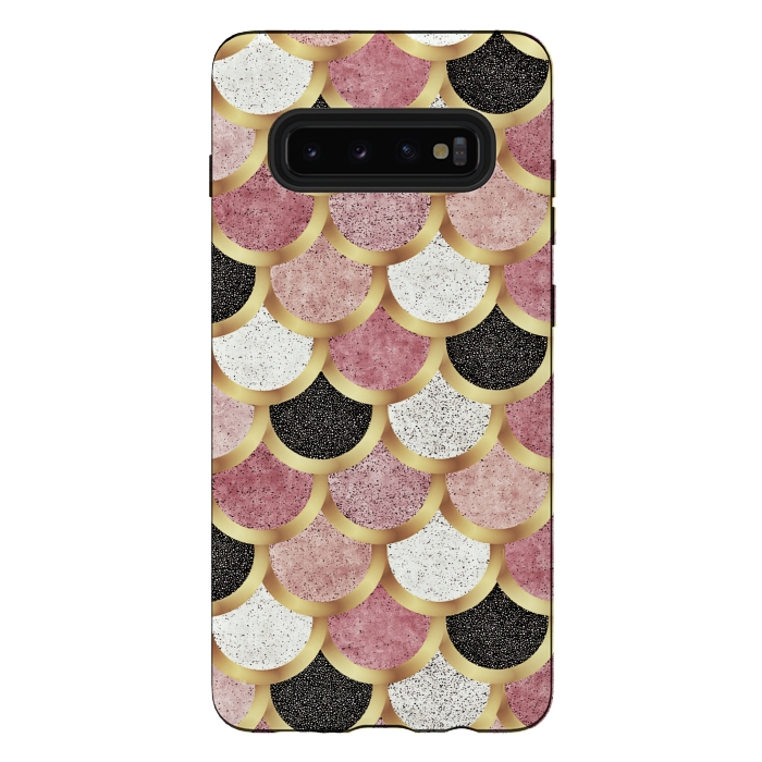 Galaxy S10 plus StrongFit Pink gold mermaid by Jms