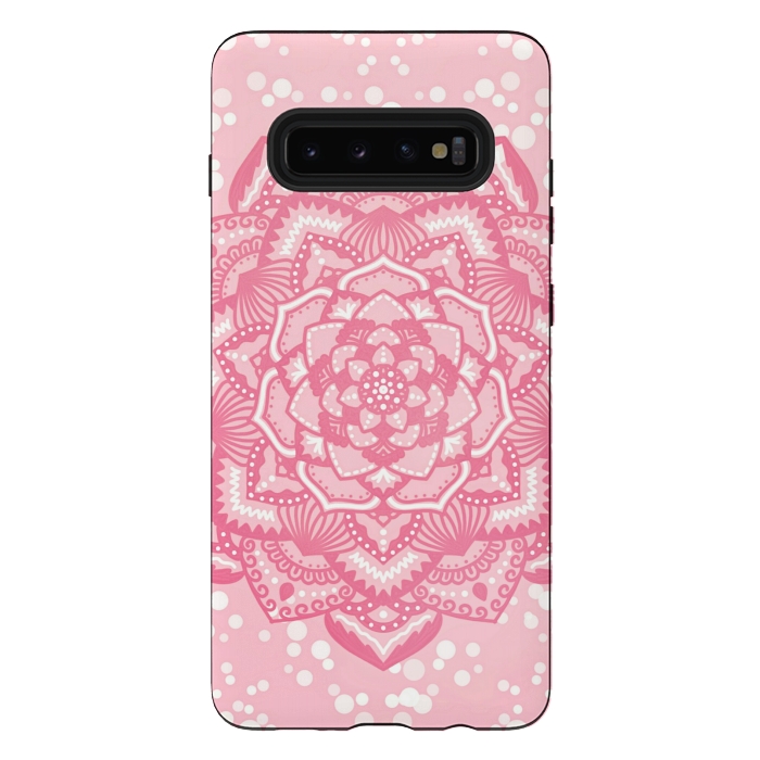 Galaxy S10 plus StrongFit Pink flower mandala by Jms