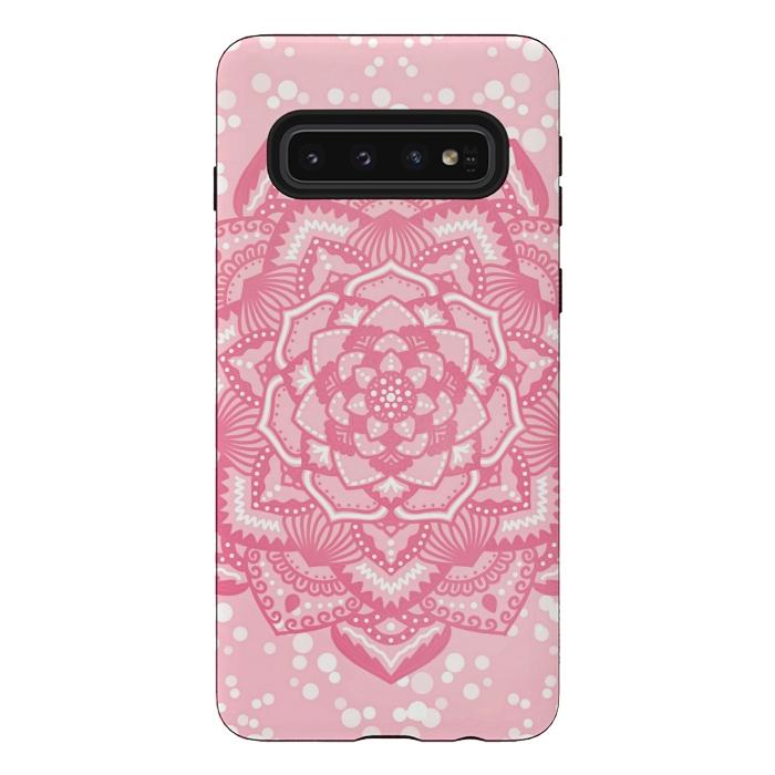 Galaxy S10 StrongFit Pink flower mandala by Jms